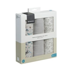 دستمال خشک کن سه عددی طرحدار کیکابو ۱۰۰×۱۰۰ dreamy fields grey