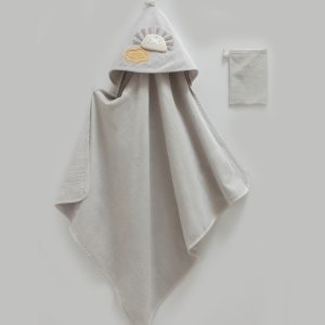 حوله حمام دو تکه طرح ابر طوسی کارامل