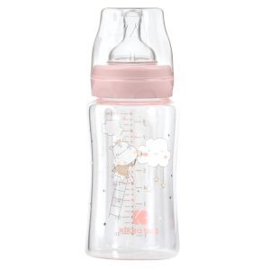 شیشه شیر شیشه ای کیکابو 240 میل مدل hippo dreams pink