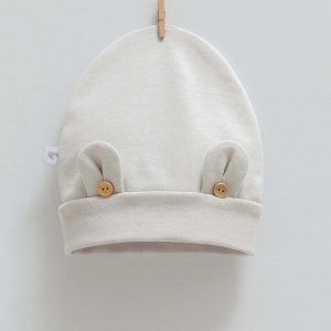 کلاه نوزادی برند کارامل طرح cute bear رنگ طوسی کرم  caramell