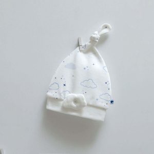 کلاه نوزادی برند کارامل طرح ابر سفید  caramell