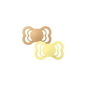 پستانک لاتکس ارتودنسی بیبز BIBS سایز 2 (زرد و بژ پروانه ای)