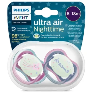 پستانک شبرنگی اونت 18-6 ماه Philips Avent Ultra Air (ستاره و دریم)1000