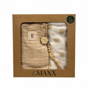 ست دو عددی پتو و بند پستانک طرح دار کرم لاومکس LOVE MAXX2958