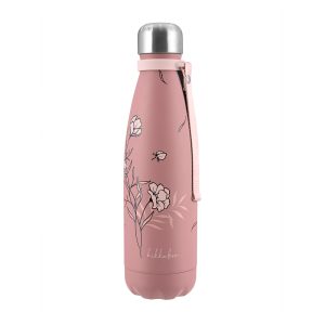 بطری استیل 500 میلی لیتر کیکابو صورتی مدل Flora