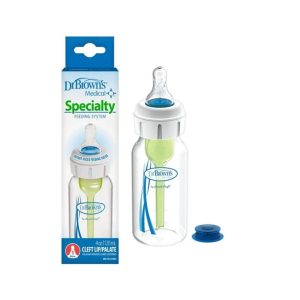 شیشه شیر 120 میلی لیتری شکاف کام طلقی ساده باریک دکتر براون Dr Browns