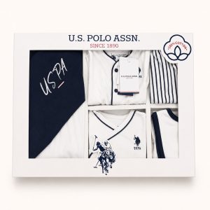 ست 10 تکه بیمارستانی برند U.S. POLO سرمه ای سفید