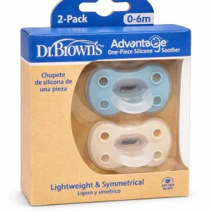 پستانک سیلیکونی 0 تا 6 ماه دکتر براون Dr Browns بسته 2 عددی آبی و کرم3250