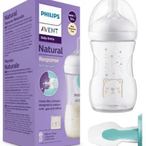 شیشه شیر 260 میل سوپاپ دار نسل جدید ریسپانس اونت طرح خرس و ستاره Philips Avent Response