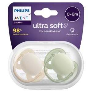 پستانک ارتودنسی کرم و سبز اونت ۰-۶ ماه UltraSoft